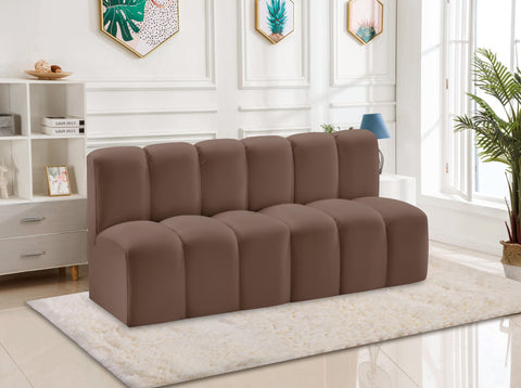 Briar Brown 60 Vegan Leather Upholstered Modular Sectional , 2-Piece (Style 1)