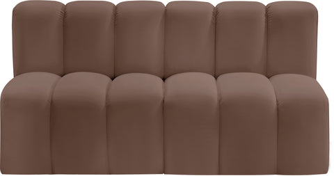 Briar Brown 60 Vegan Leather Upholstered Modular Sectional , 2-Piece (Style 1)