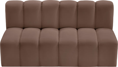 Briar Brown 60 Vegan Leather Upholstered Modular Sectional , 2-Piece (Style 1)