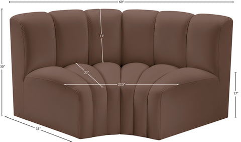 Briar Brown 60 Vegan Leather Upholstered Modular Sectional , 2-Piece (Style 2)