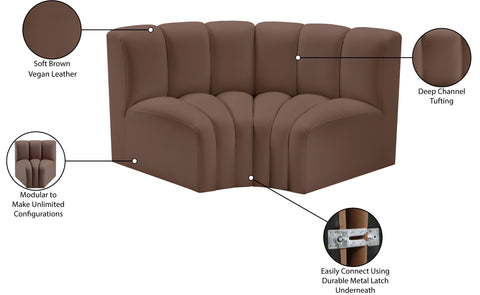 Briar Brown 60 Vegan Leather Upholstered Modular Sectional , 2-Piece (Style 2)