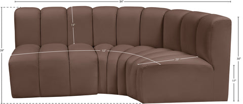 Briar Brown 84 Vegan Leather Upholstered Modular Sectional, 3-Piece