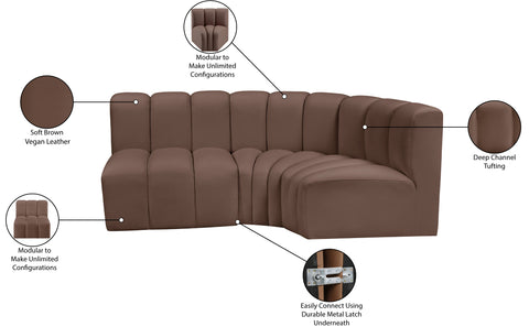 Briar Brown 84 Vegan Leather Upholstered Modular Sectional, 3-Piece