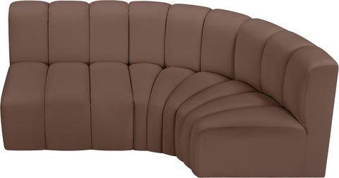Briar Brown 84 Vegan Leather Upholstered Modular Sectional, 3-Piece