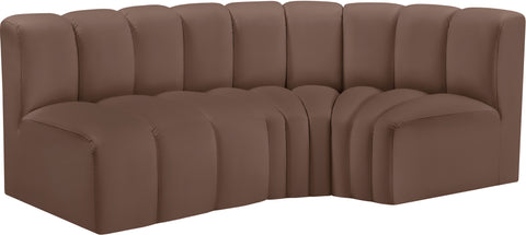 Briar Brown 84 Vegan Leather Upholstered Modular Sectional, 3-Piece