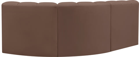 Briar Brown 84 Vegan Leather Upholstered Modular Sectional, 3-Piece