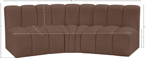 Briar Brown 86 Vegan Leather Upholstered Modular Sectional, 3-Piece