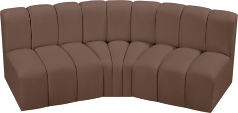 Briar Brown 86 Vegan Leather Upholstered Modular Sectional, 3-Piece
