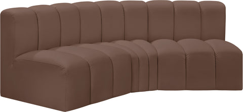 Briar Brown 86 Vegan Leather Upholstered Modular Sectional, 3-Piece