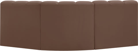 Briar Brown 86 Vegan Leather Upholstered Modular Sectional, 3-Piece