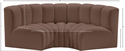 Briar Brown 80 Vegan Leather Upholstered Modular Sectional, 3-Piece