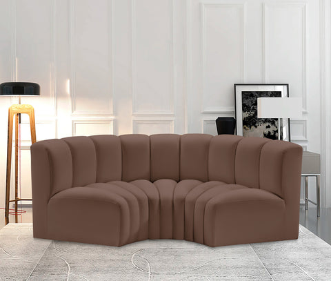 Briar Brown 80 Vegan Leather Upholstered Modular Sectional, 3-Piece