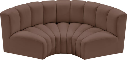 Briar Brown 80 Vegan Leather Upholstered Modular Sectional, 3-Piece