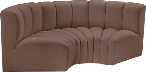 Briar Brown 80 Vegan Leather Upholstered Modular Sectional, 3-Piece