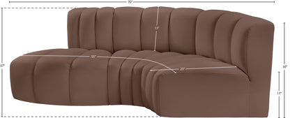 Zara Brown Faux Leather Modular Sofa S3D