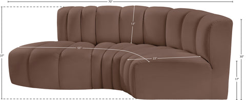 Briar Brown 70 Vegan Leather Upholstered Modular Sectional, 3-Piece