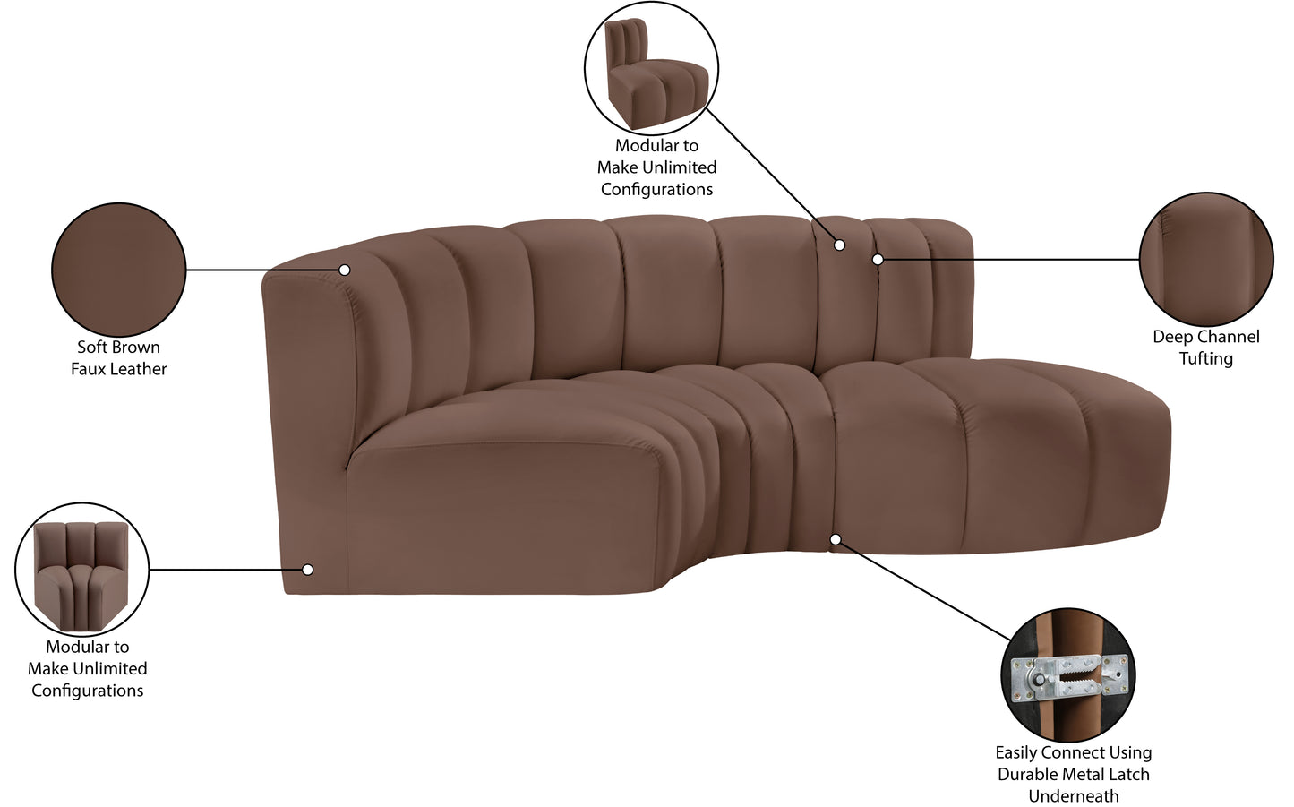 zara brown faux leather modular sofa s3d