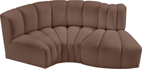 Briar Brown 70 Vegan Leather Upholstered Modular Sectional, 3-Piece