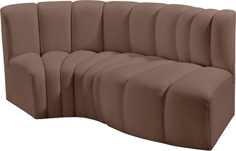 Briar Brown 70 Vegan Leather Upholstered Modular Sectional, 3-Piece