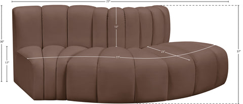 Briar Brown 77 Vegan Leather Upholstered Modular Sectional, 3-Piece