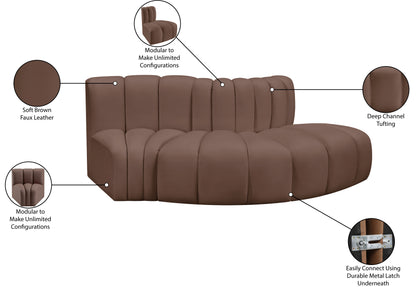 Zara Brown Faux Leather Modular Sofa S3E