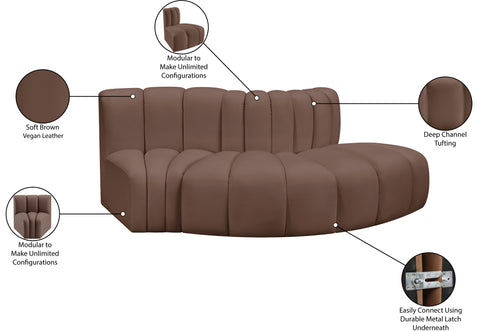 Briar Brown 77 Vegan Leather Upholstered Modular Sectional, 3-Piece