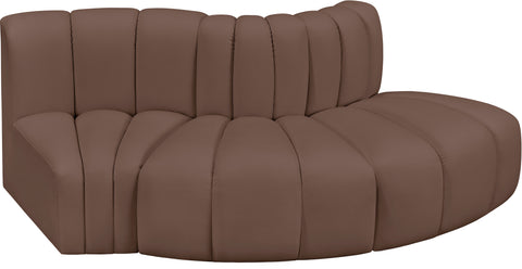 Briar Brown 77 Vegan Leather Upholstered Modular Sectional, 3-Piece