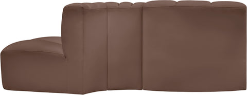 Briar Brown 77 Vegan Leather Upholstered Modular Sectional, 3-Piece