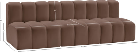 Briar Brown 89.5 Vegan Leather Upholstered Modular Sectional, 3-Piece
