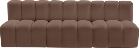 Briar Brown 89.5 Vegan Leather Upholstered Modular Sectional, 3-Piece