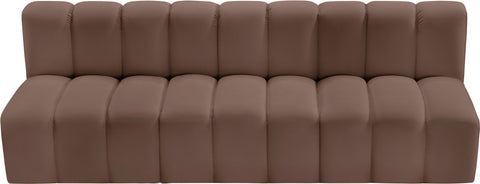 Briar Brown 89.5 Vegan Leather Upholstered Modular Sectional, 3-Piece