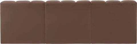 Briar Brown 89.5 Vegan Leather Upholstered Modular Sectional, 3-Piece