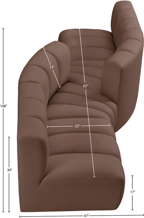 Briar Brown 108 Vegan Leather Upholstered Modular Sectional, 4-Piece
