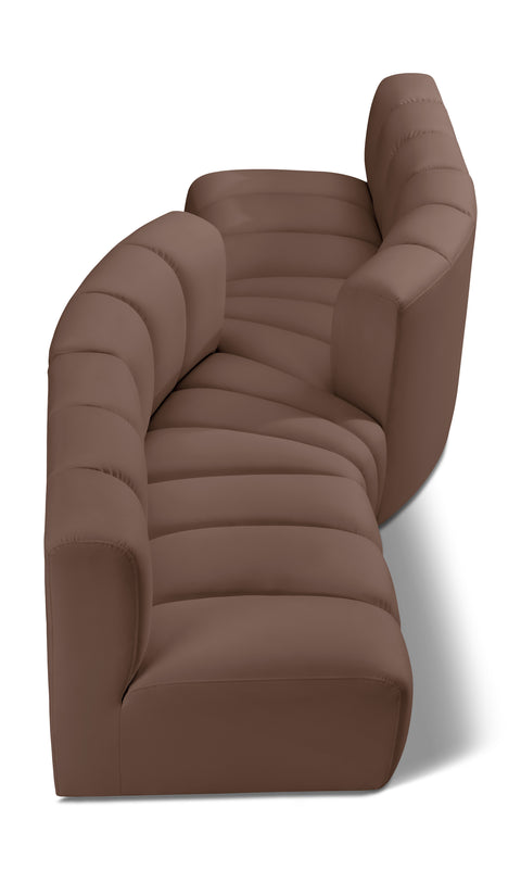 Briar Brown 108 Vegan Leather Upholstered Modular Sectional, 4-Piece