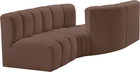 Briar Brown 108 Vegan Leather Upholstered Modular Sectional, 4-Piece