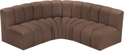 Briar Brown 103 Vegan Leather Upholstered Modular Sectional, 4-Piece