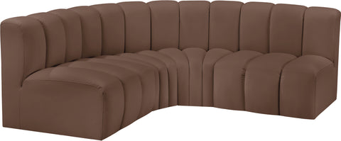 Briar Brown 103 Vegan Leather Upholstered Modular Sectional, 4-Piece