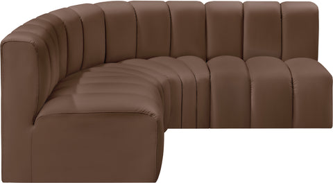 Briar Brown 103 Vegan Leather Upholstered Modular Sectional, 4-Piece