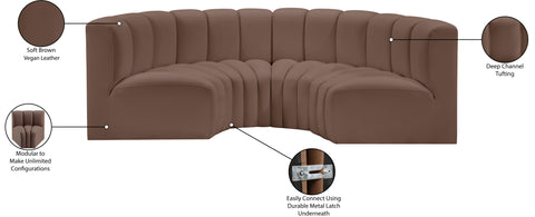 Briar Brown 88 Vegan Leather Upholstered Modular Sectional, 4-Piece