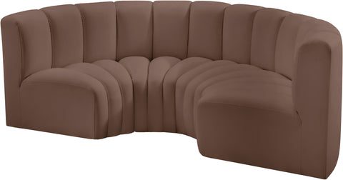 Briar Brown 88 Vegan Leather Upholstered Modular Sectional, 4-Piece