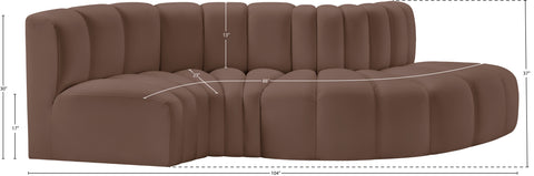 Briar Brown 104 Vegan Leather Upholstered Modular Sectional, 4-Piece