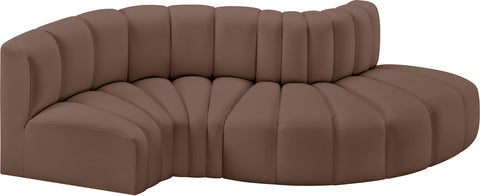 Briar Brown 104 Vegan Leather Upholstered Modular Sectional, 4-Piece
