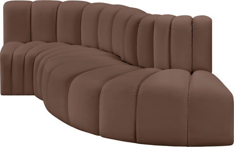 Briar Brown 104 Vegan Leather Upholstered Modular Sectional, 4-Piece