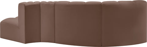 Briar Brown 104 Vegan Leather Upholstered Modular Sectional, 4-Piece