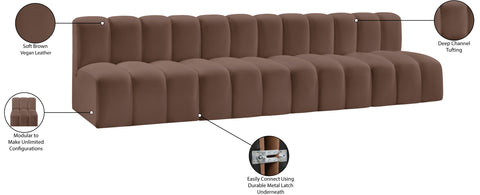 Briar Brown 119 Vegan Leather Upholstered Modular Sectional, 4-Piece