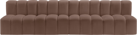 Briar Brown 119 Vegan Leather Upholstered Modular Sectional, 4-Piece