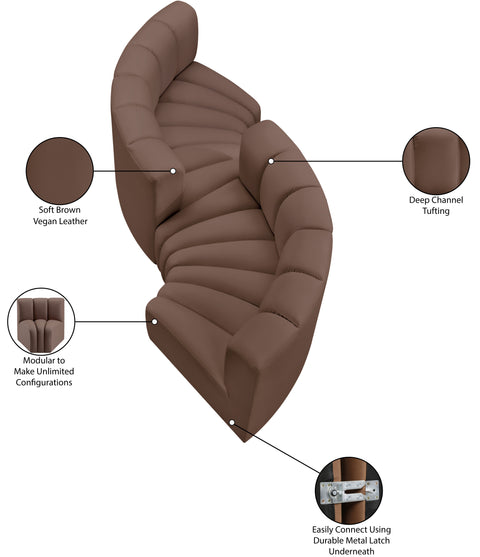 Briar Brown 102 Vegan Leather Upholstered Modular Sectional, 4-Piece
