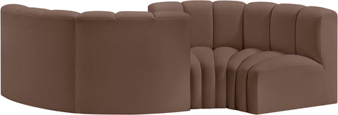 Briar Brown 102 Vegan Leather Upholstered Modular Sectional, 4-Piece