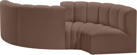 Briar Brown 102 Vegan Leather Upholstered Modular Sectional, 4-Piece