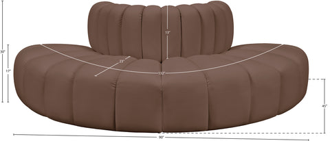 Yara 90" Brown Vegan Leather Upholstered Sectional, 4-Piece